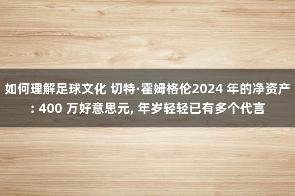 如何理解足球文化 切特·霍姆格伦2024 年的净资产: 400 万好意思元, 年岁轻轻已有多个代言