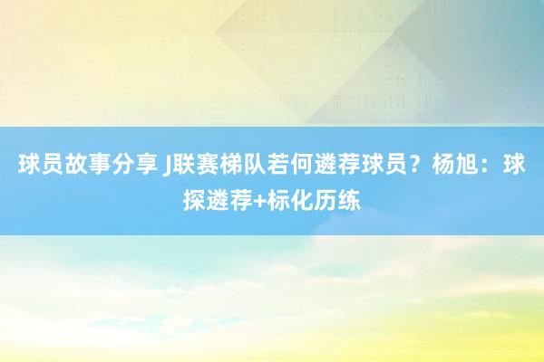 球员故事分享 J联赛梯队若何遴荐球员？杨旭：球探遴荐+标化历练