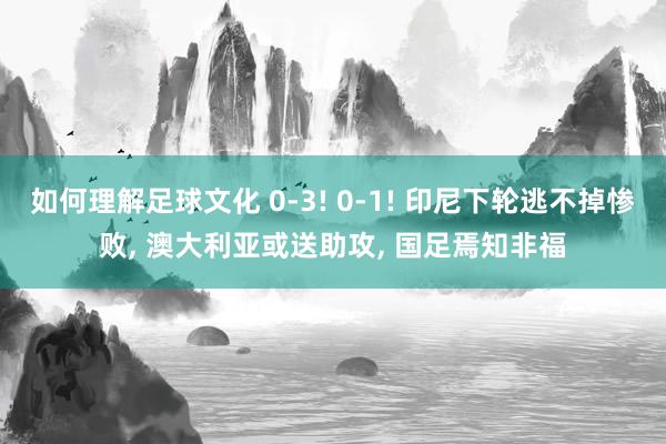 如何理解足球文化 0-3! 0-1! 印尼下轮逃不掉惨败, 澳大利亚或送助攻, 国足焉知非福