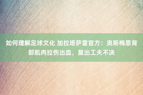 如何理解足球文化 加拉塔萨雷官方：奥斯梅恩背部肌肉拉伤出血，复出工夫不决