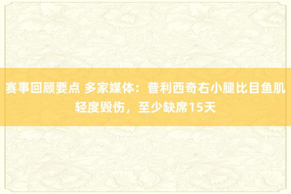 赛事回顾要点 多家媒体：普利西奇右小腿比目鱼肌轻度毁伤，至少缺席15天