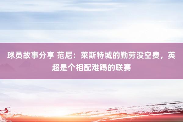 球员故事分享 范尼：莱斯特城的勤劳没空费，英超是个相配难踢的联赛