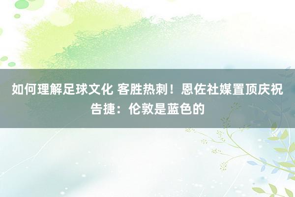 如何理解足球文化 客胜热刺！恩佐社媒置顶庆祝告捷：伦敦是蓝色的