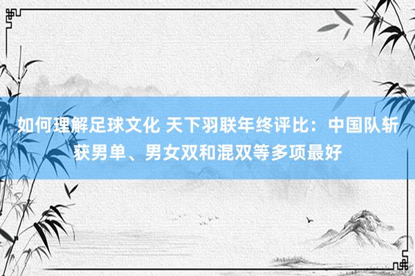 如何理解足球文化 天下羽联年终评比：中国队斩获男单、男女双和混双等多项最好